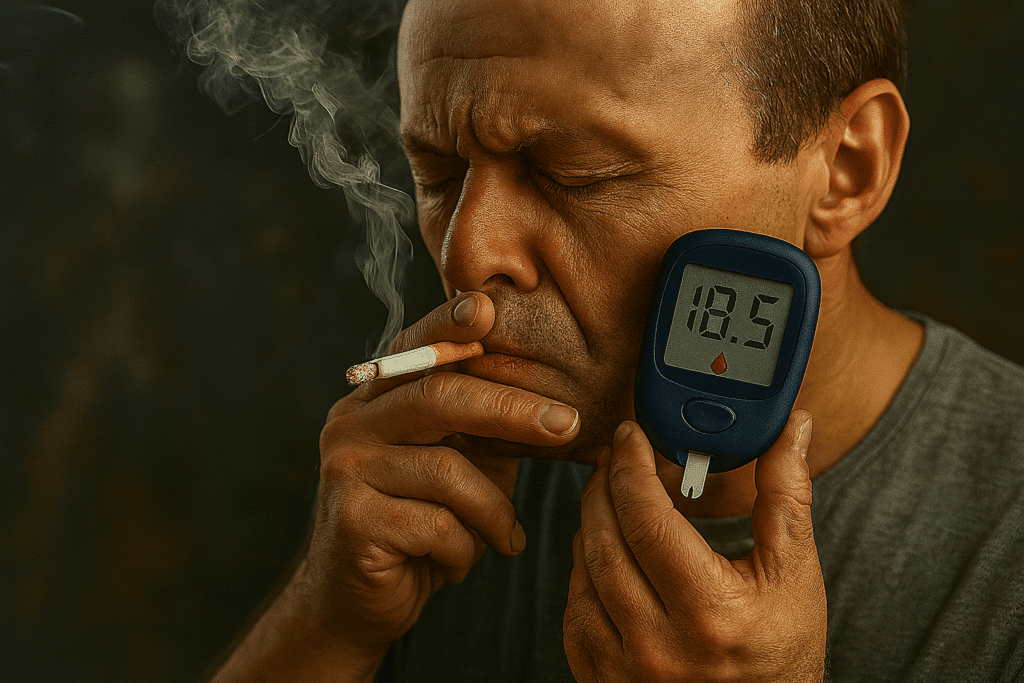 diabetik, ktery si skodi kourenim